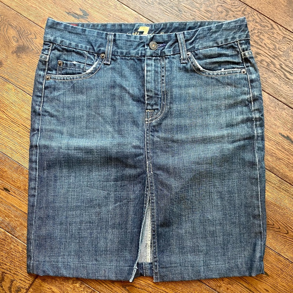 7 For All Mankind Split Front Denim Jean Skirt